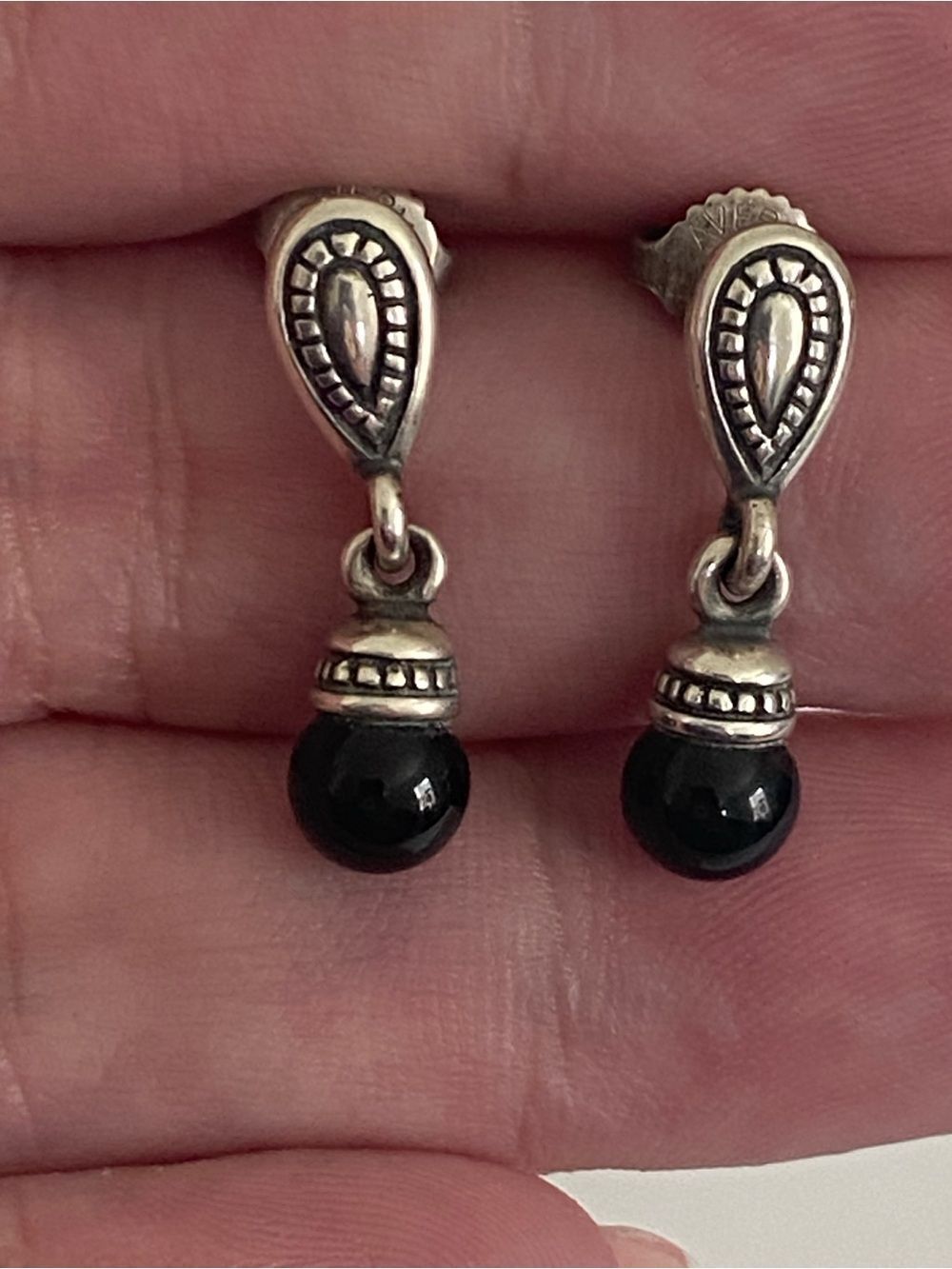 James Avery Retired Beaded Onyx Earrings